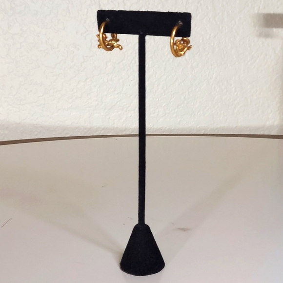 Gold Toned Tigger Hoop Earrings - Picture 3 of 9